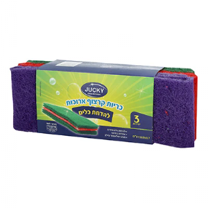 כריות קרצוף להדחת כלים - אריזת 3 יחידות צבעוניות